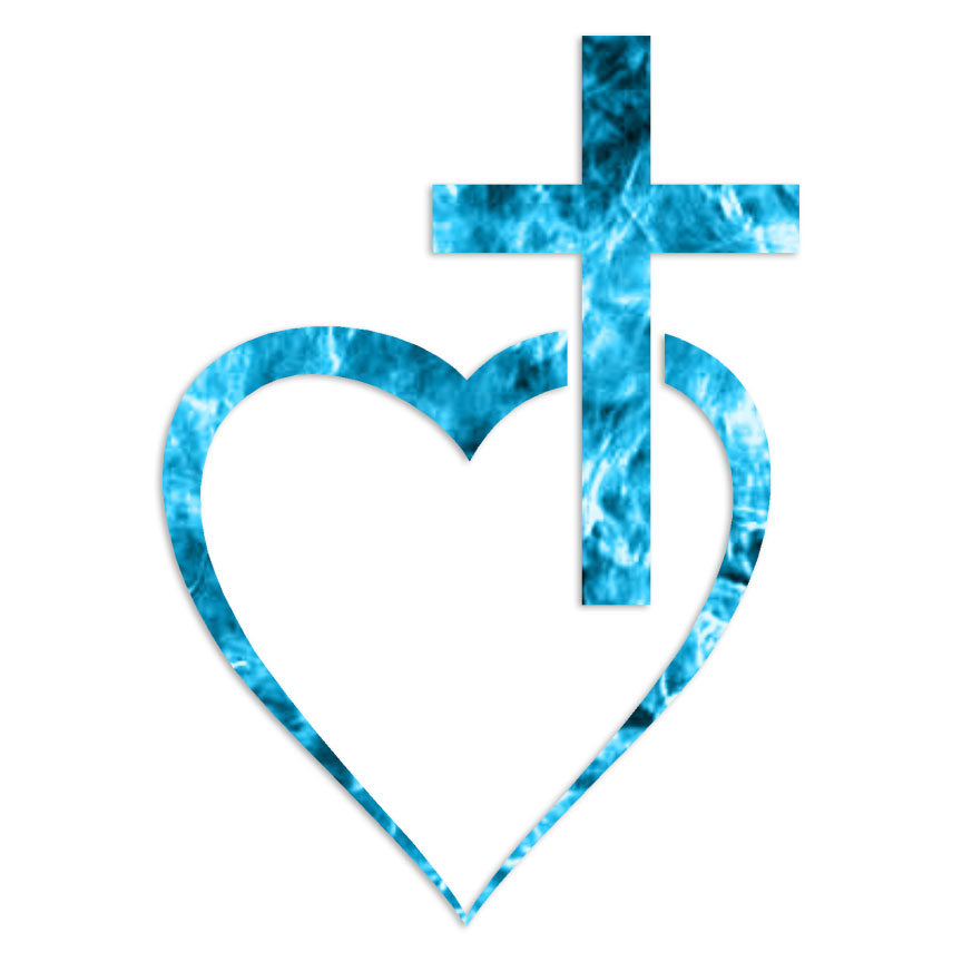 Christian Cross Heart - Decal Sticker - Multiple Patterns & Sizes